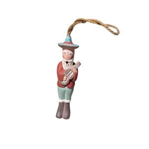 Hand Carved Mountain Bluegrass Banjo Player Christmas Ornament